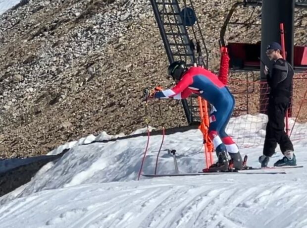 Cyprien Sarrazin a repris l’entraînement en vitesse à Val d’Isère